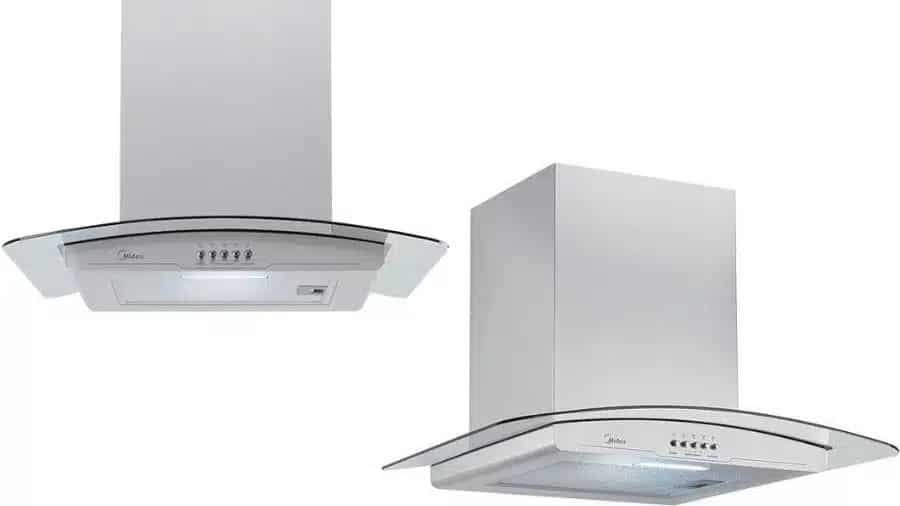 Imagem da coifa de parede inox Midea 60cm com vidro curvado no formato paisagem