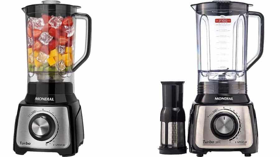 Imagem do liquidificador de 1200W de potência e 3 litros de capacidade Mondial Turbo L-1200 BI no formato paisagem