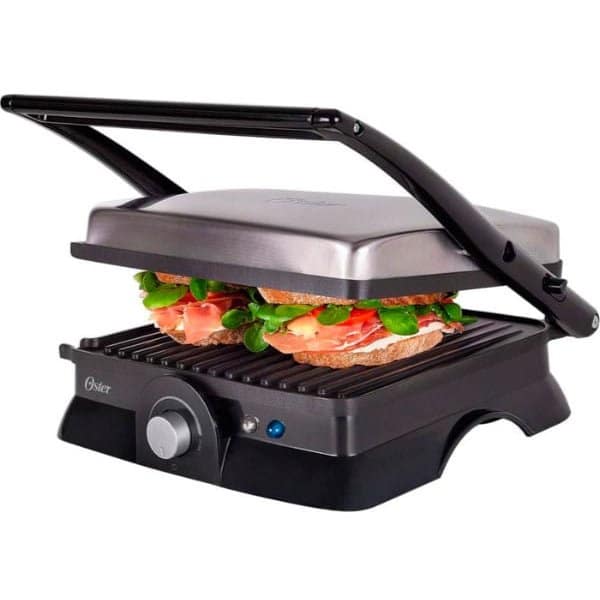 Imagem da sanduicheira elétrica com placa removível Oster Inox 2 em 1 OGRL660 na tabela comparativa de produtos