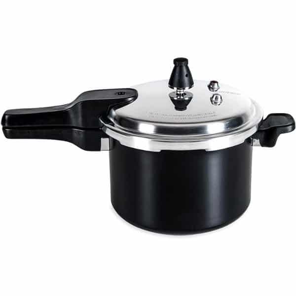 Imagem da panela de pressÒo Brinox Ceramic Life Super no formato quadrado com foco nos detalhes visuais