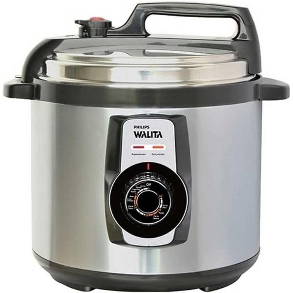 Imagem da panela de pressão elétrica Philips Walita Daily RI3103 no formato quadrado com foco nos detalhes visuais