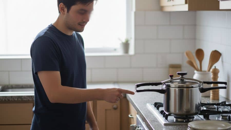 Comparação entre panela de pressão antiga e nova com foco em segurança